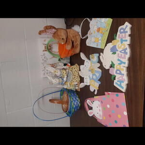 Charming Easter Decor Bundle with Plush Bunny Basket and more